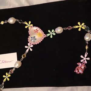 BETSEY JOHNSON y Shaped Pendant Necklace Bunny Rabbit